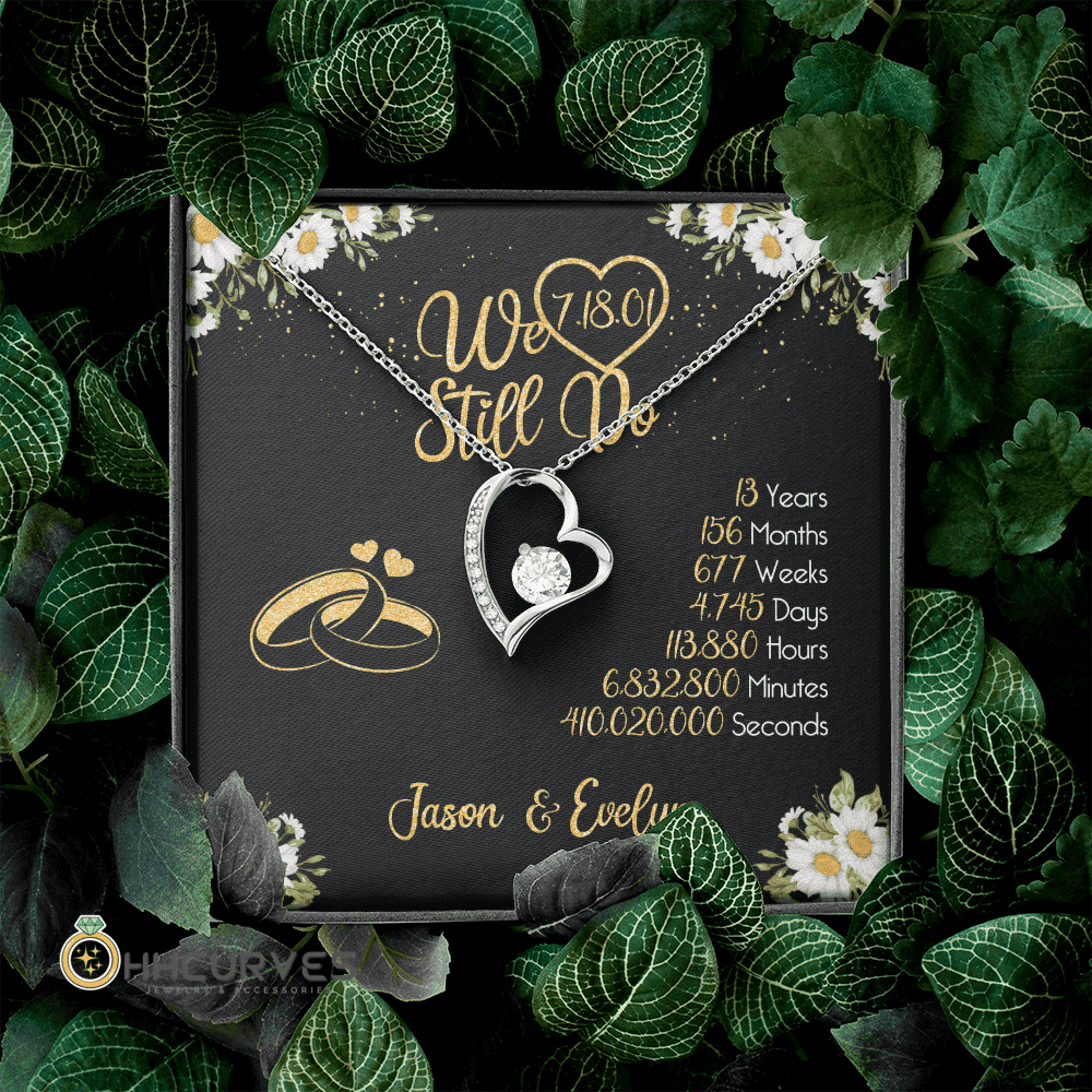 Custom Name And Date Anniversary Gifts Lace Anniversary Gifts For Her We Still Do 13 Year Wedding Anniversary Gift Forever Love Necklace 