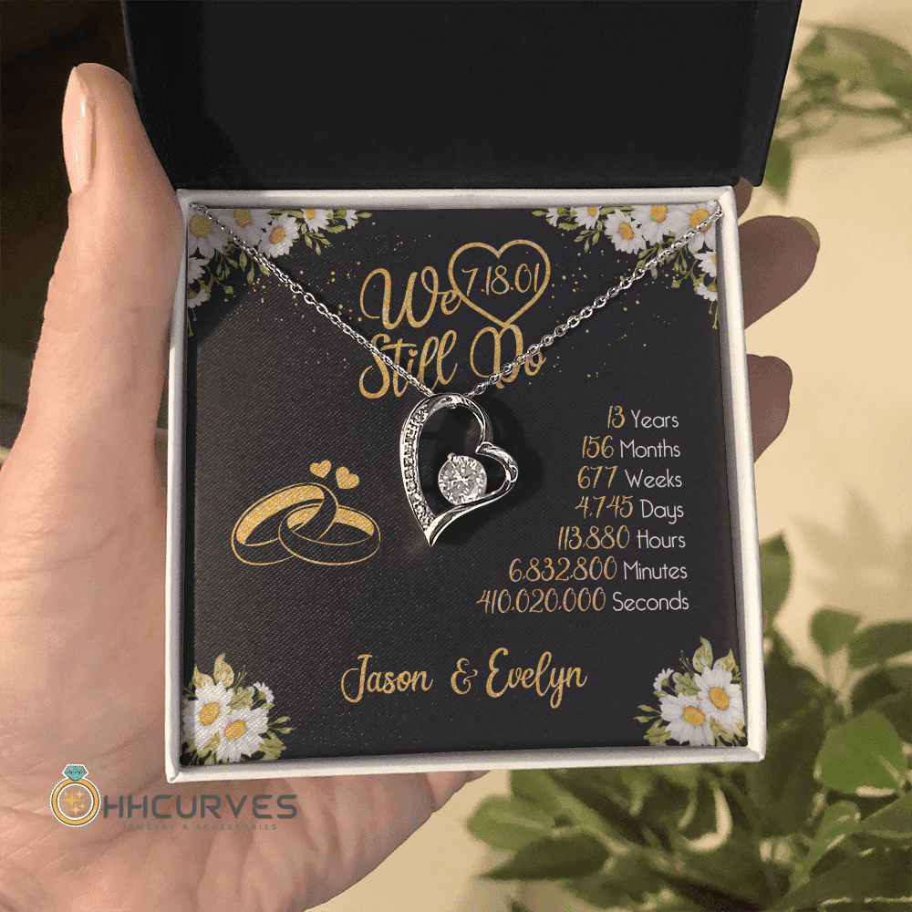 Custom Name And Date Anniversary Gifts Lace Anniversary Gifts For Her We Still Do 13 Year Wedding Anniversary Gift Forever Love Necklace 