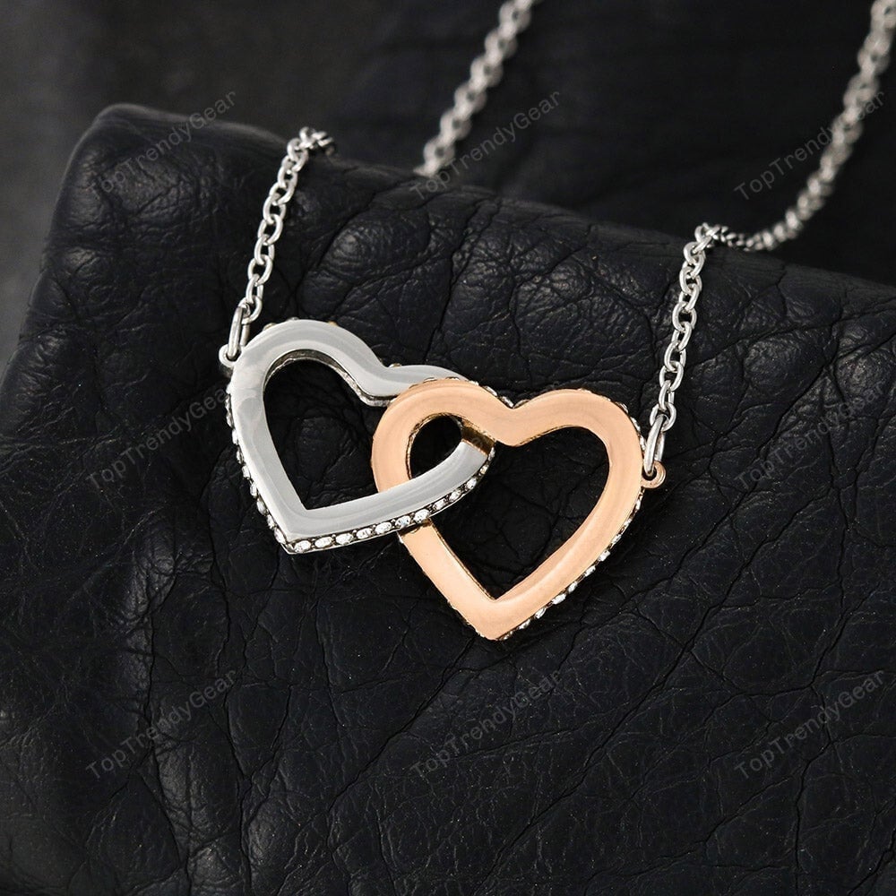 To My Stunning Wife You Are My Wonder Woman Interlocking Heart Necklace 