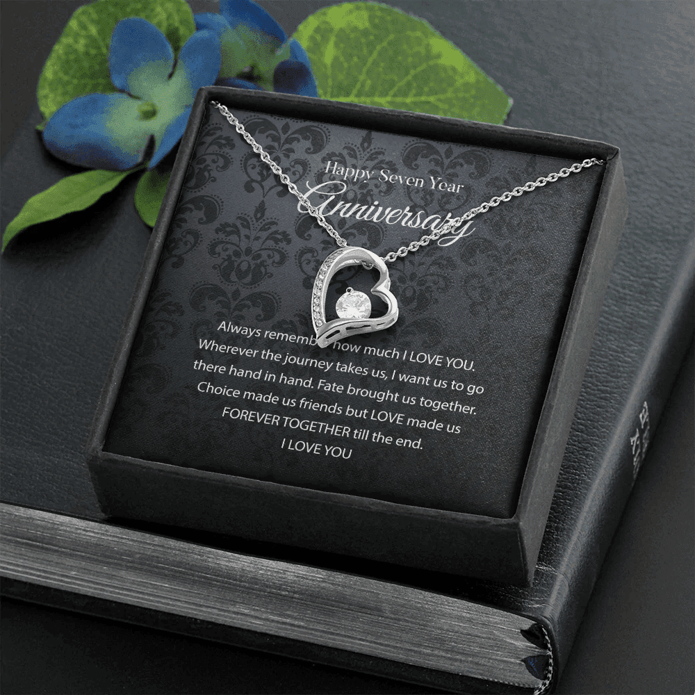 Wife Necklace, 7th Wedding Anniversary Necklace Gift For Wife Anniversary Seventh Forever Love Necklace