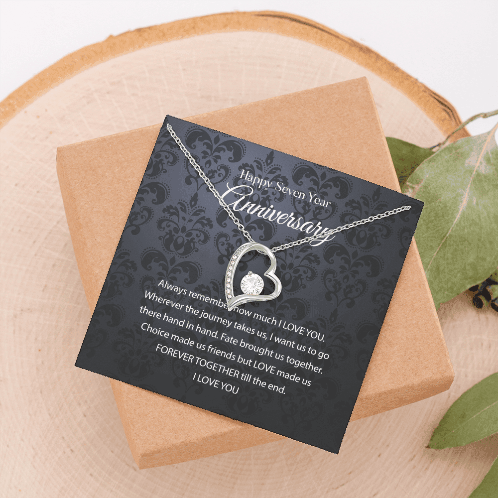Wife Necklace, 7th Wedding Anniversary Necklace Gift For Wife Anniversary Seventh Forever Love Necklace
