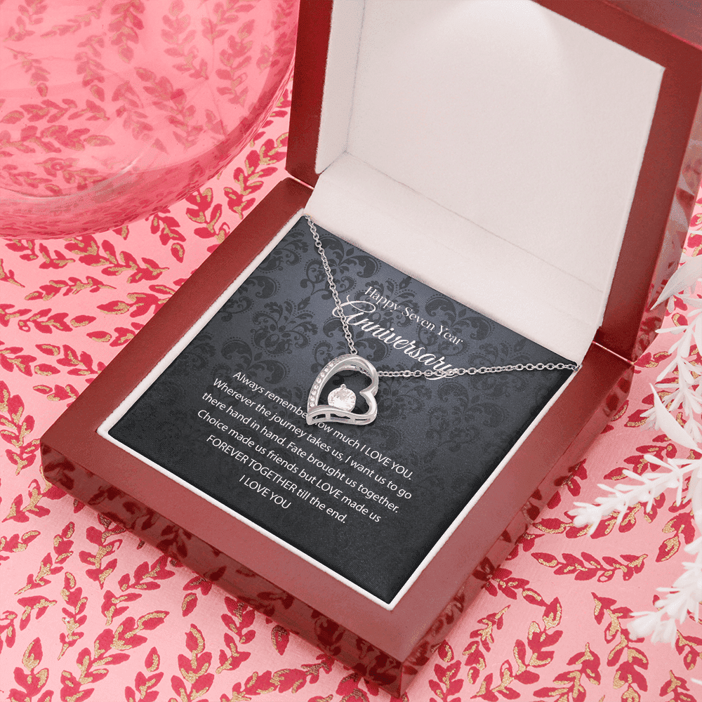 Wife Necklace, 7th Wedding Anniversary Necklace Gift For Wife Anniversary Seventh Forever Love Necklace
