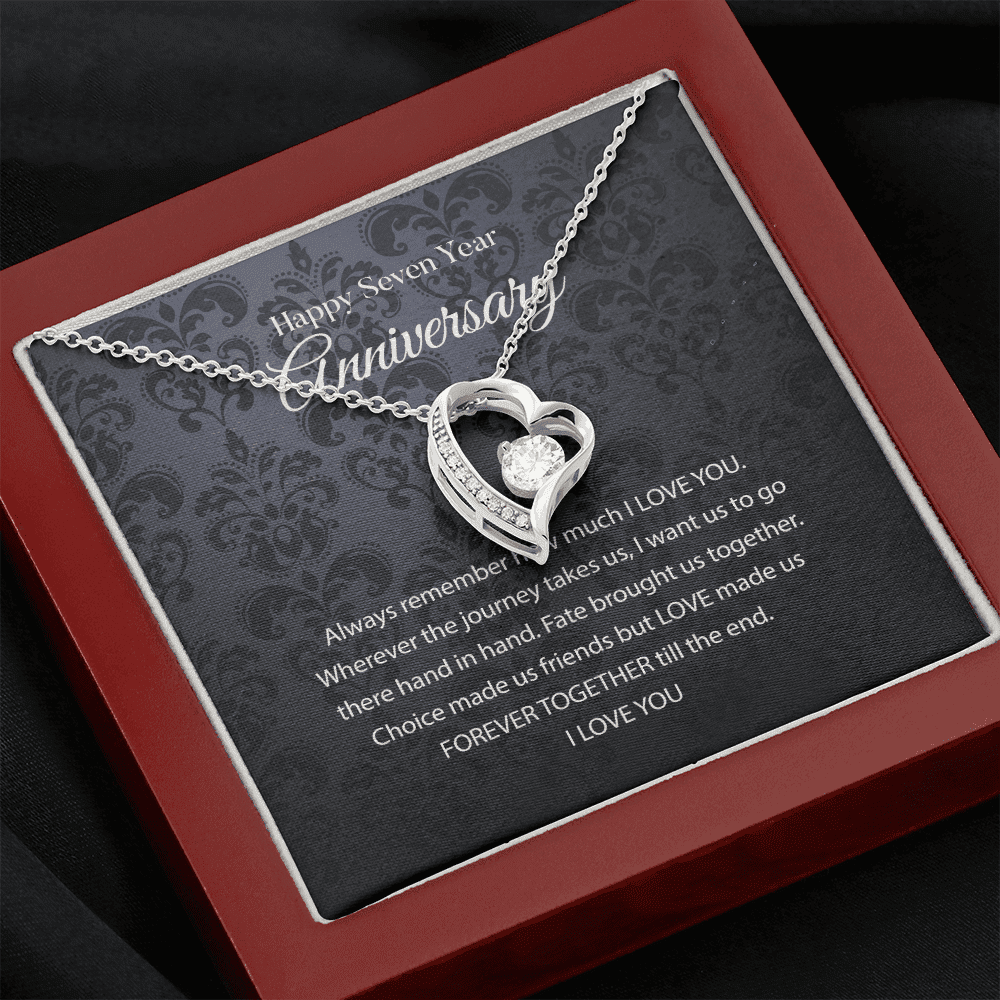 Wife Necklace, 7th Wedding Anniversary Necklace Gift For Wife Anniversary Seventh Forever Love Necklace