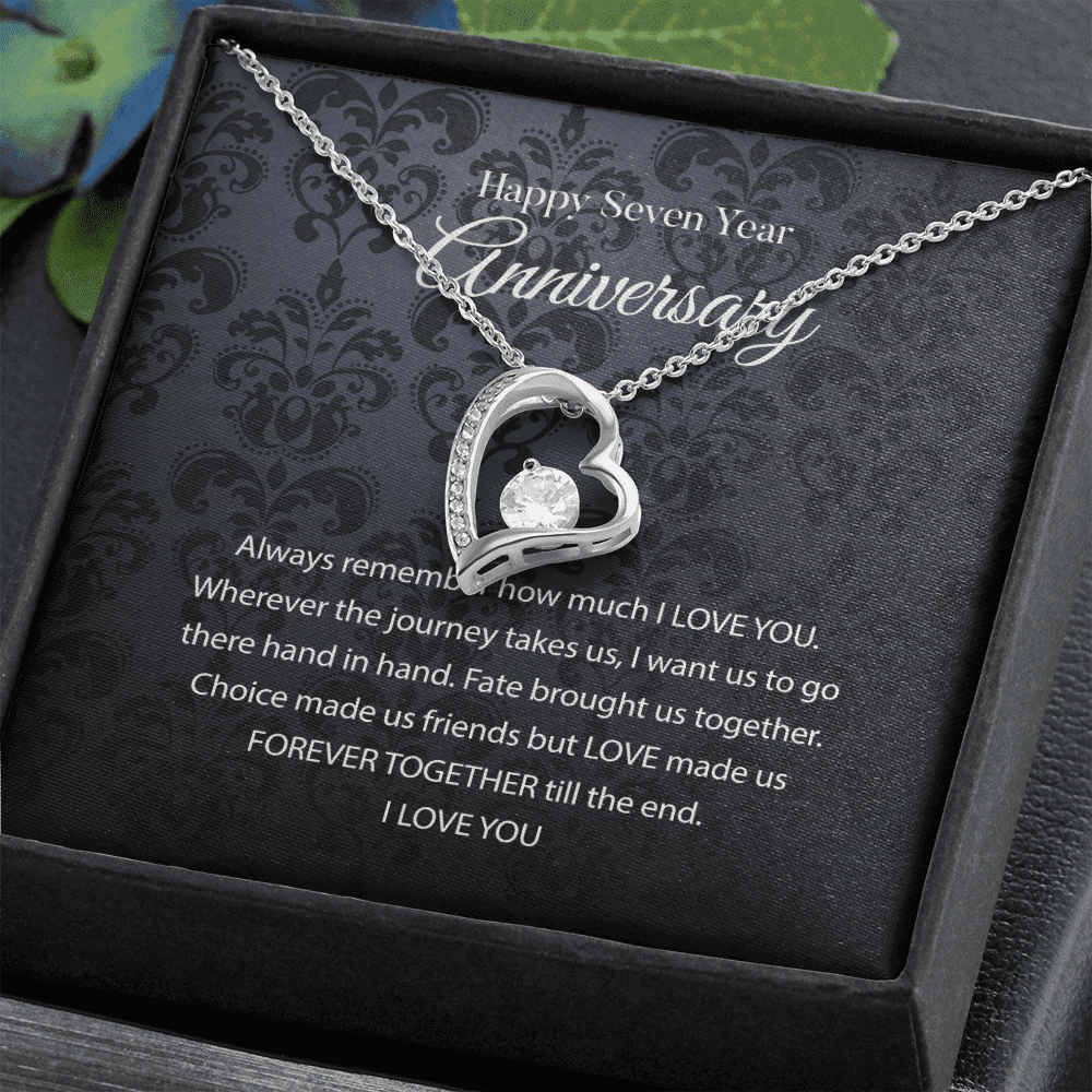 Wife Necklace, 7th Wedding Anniversary Necklace Gift For Wife Anniversary Seventh Forever Love Necklace