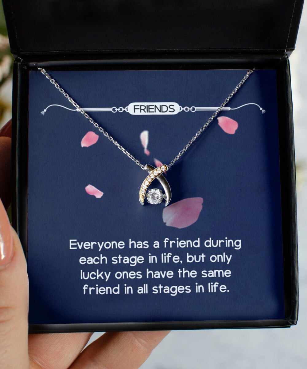 Friend In All Stages Wishbone Dancing Necklace Gift For Bestie