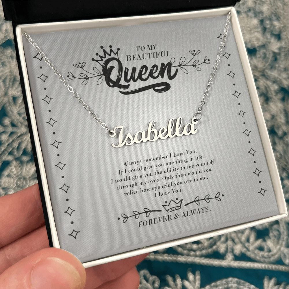 To My Beautiful Queen Always Remember I Love You Crown Necklace Personalized Name Necklace