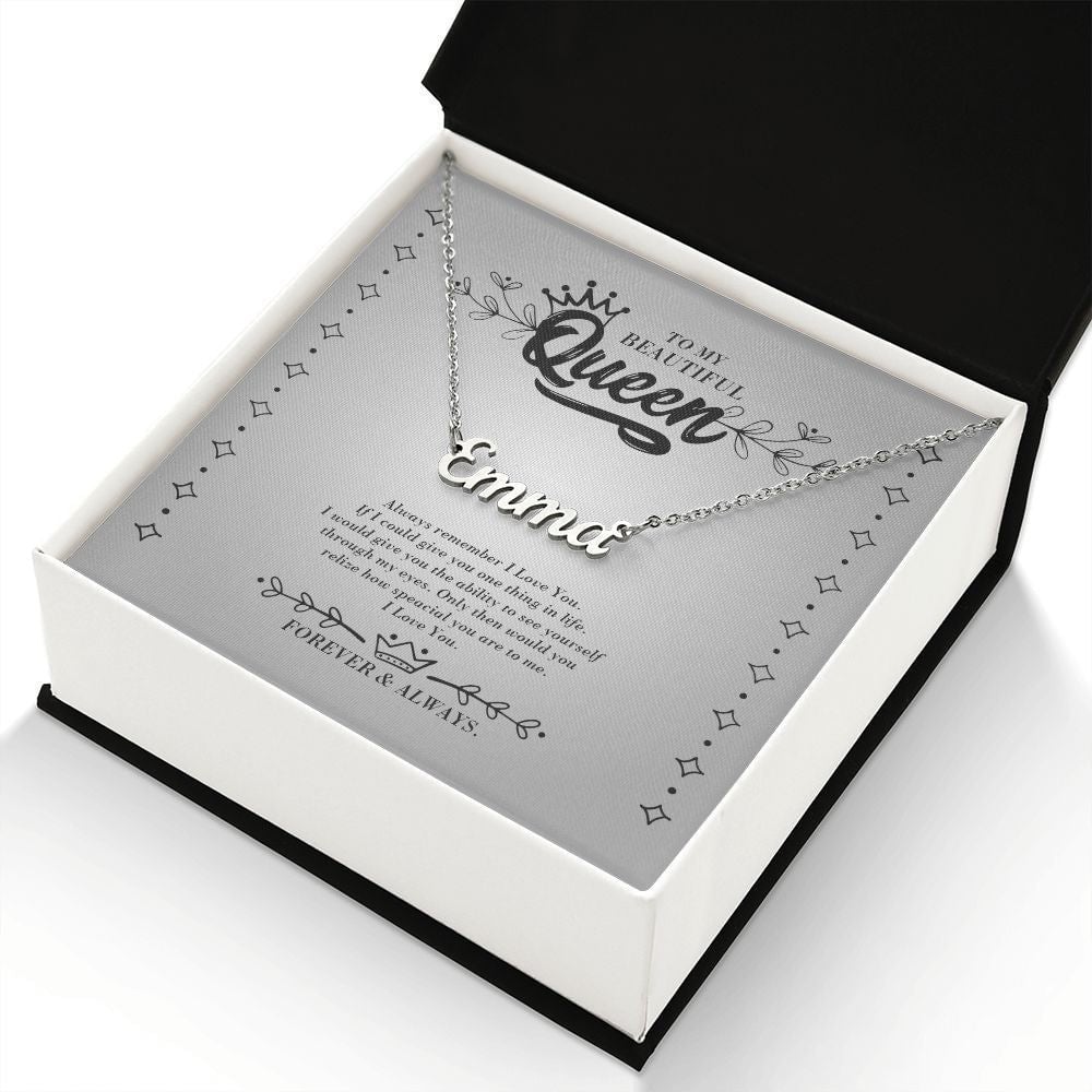To My Beautiful Queen Always Remember I Love You Crown Necklace Personalized Name Necklace
