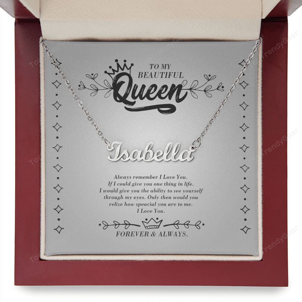 To My Beautiful Queen Always Remember I Love You Crown Necklace Personalized Name Necklace