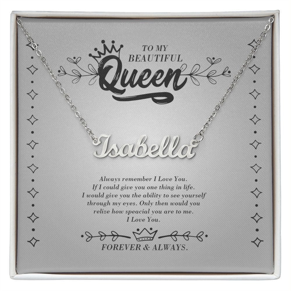 To My Beautiful Queen Always Remember I Love You Crown Necklace Personalized Name Necklace