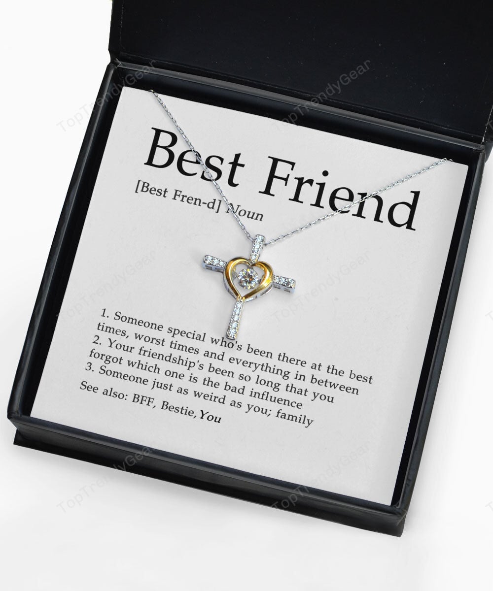 The Meaning Of Best Friend Gift For Bestie Cross Dancing Necklace