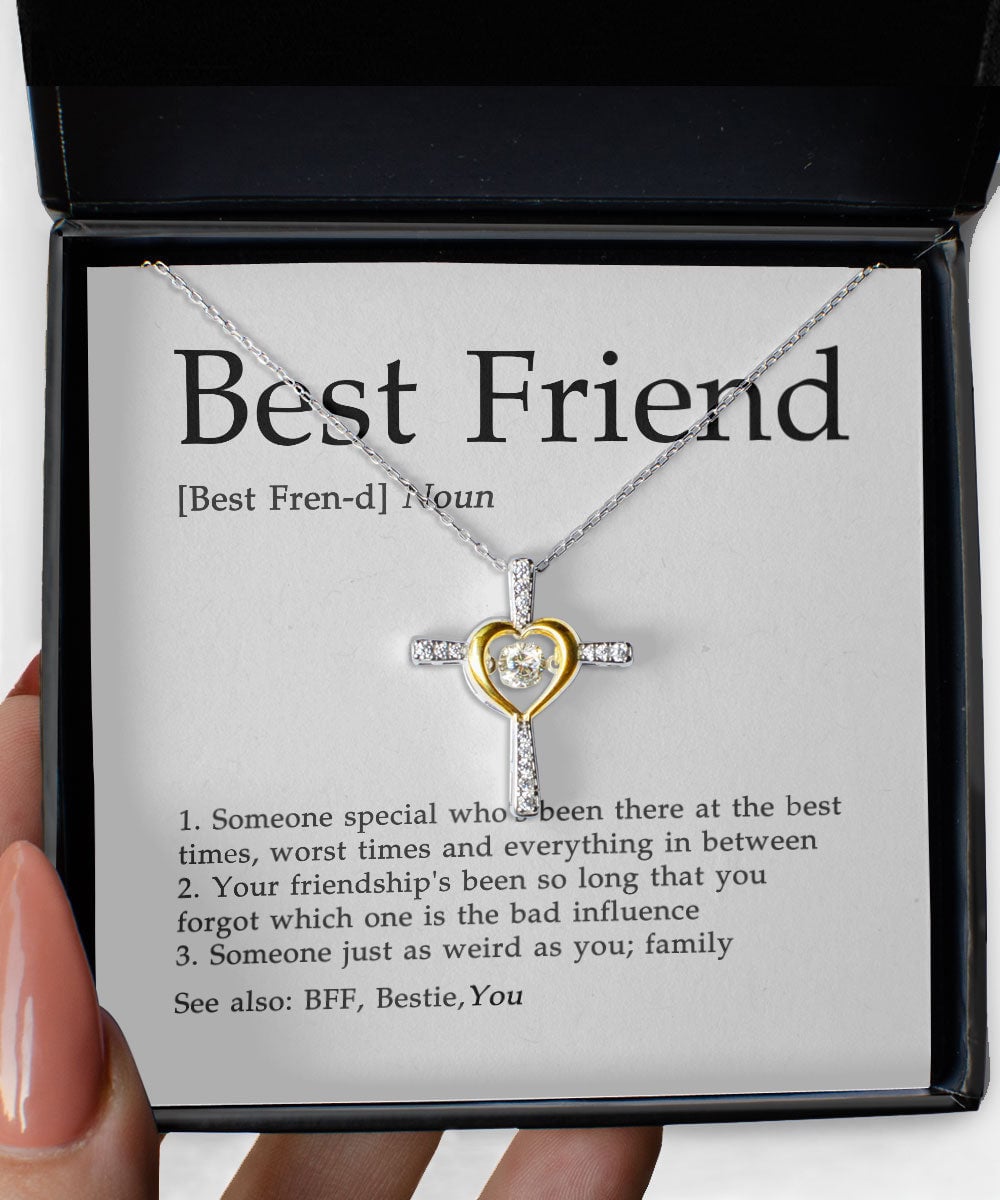 The Meaning Of Best Friend Gift For Bestie Cross Dancing Necklace