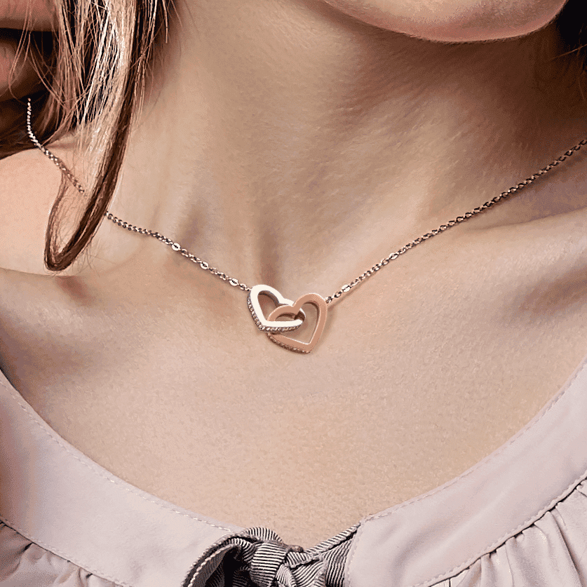 To My Beautiful Teacher Wife We Come To Love Interlocking Heart Necklace 