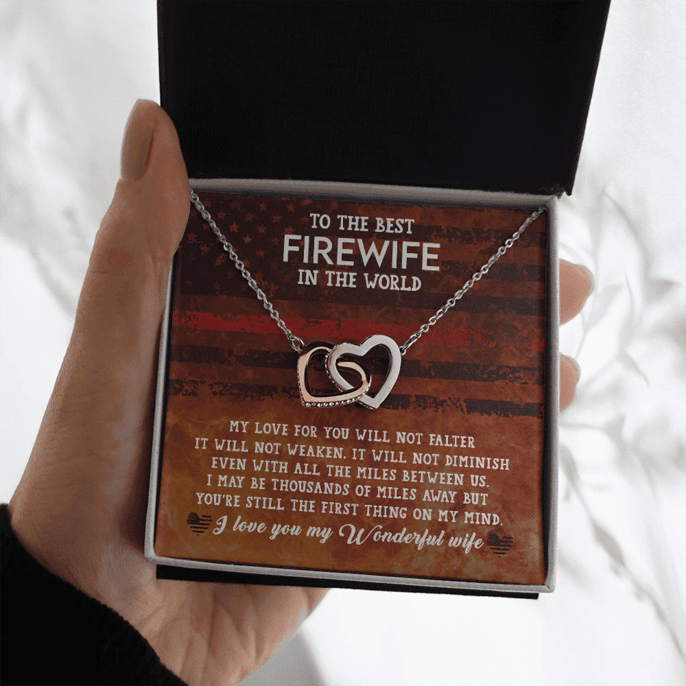 To The Best Firewife Independence Day I May Be Thousands Of Miles Away Interlocking Heart Necklace 