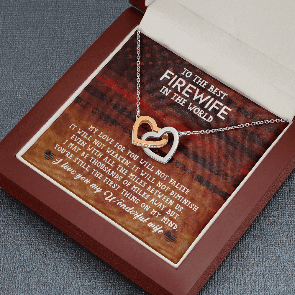 To The Best Firewife Independence Day I May Be Thousands Of Miles Away Interlocking Heart Necklace 