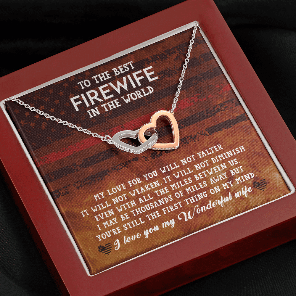 To The Best Firewife Independence Day I May Be Thousands Of Miles Away Interlocking Heart Necklace 