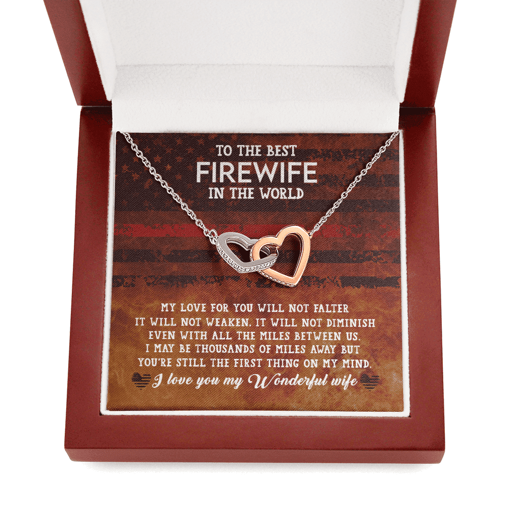 To The Best Firewife Independence Day I May Be Thousands Of Miles Away Interlocking Heart Necklace 