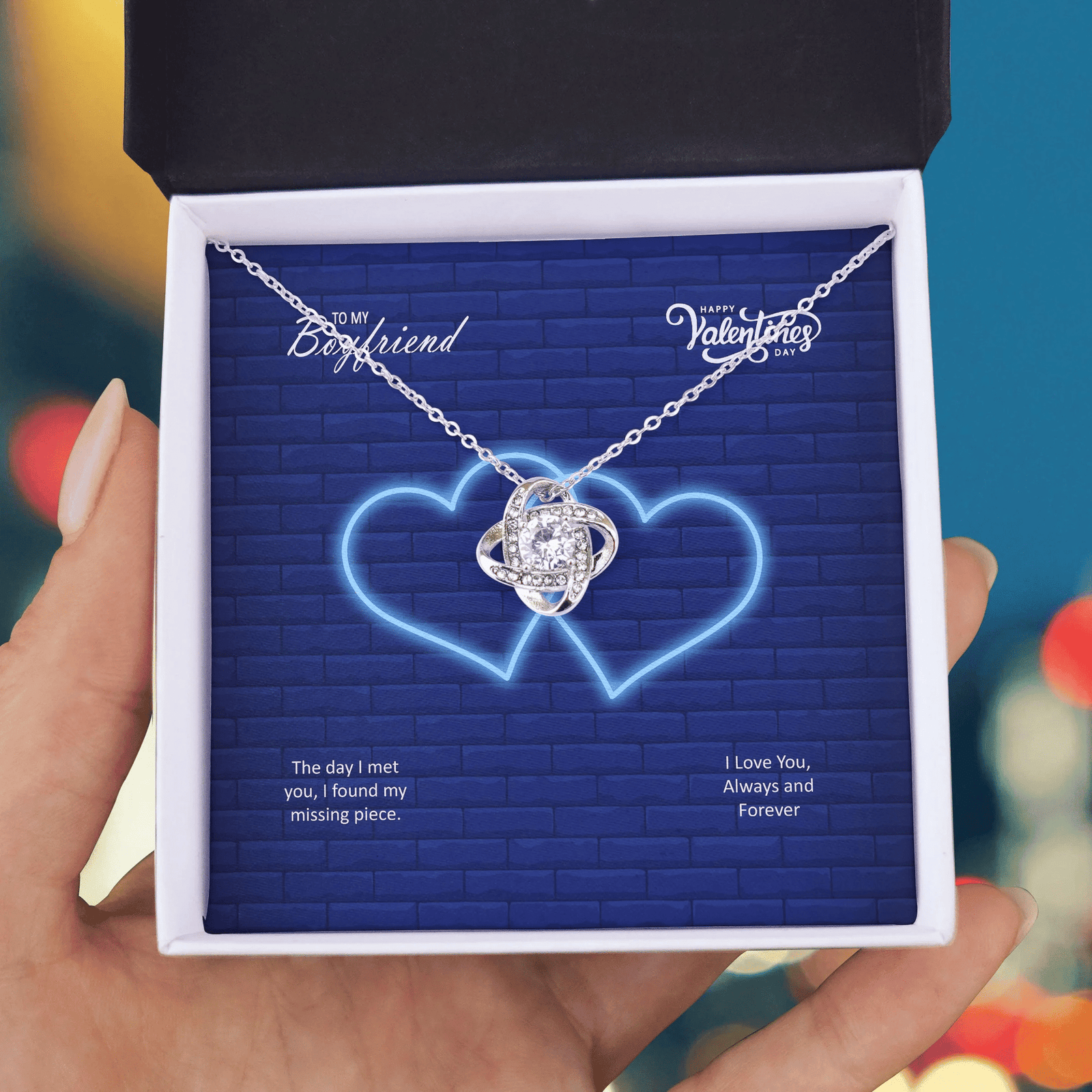 To My Boyfriend The Day I Met You I Found My Missing Piece Love Knot Necklace