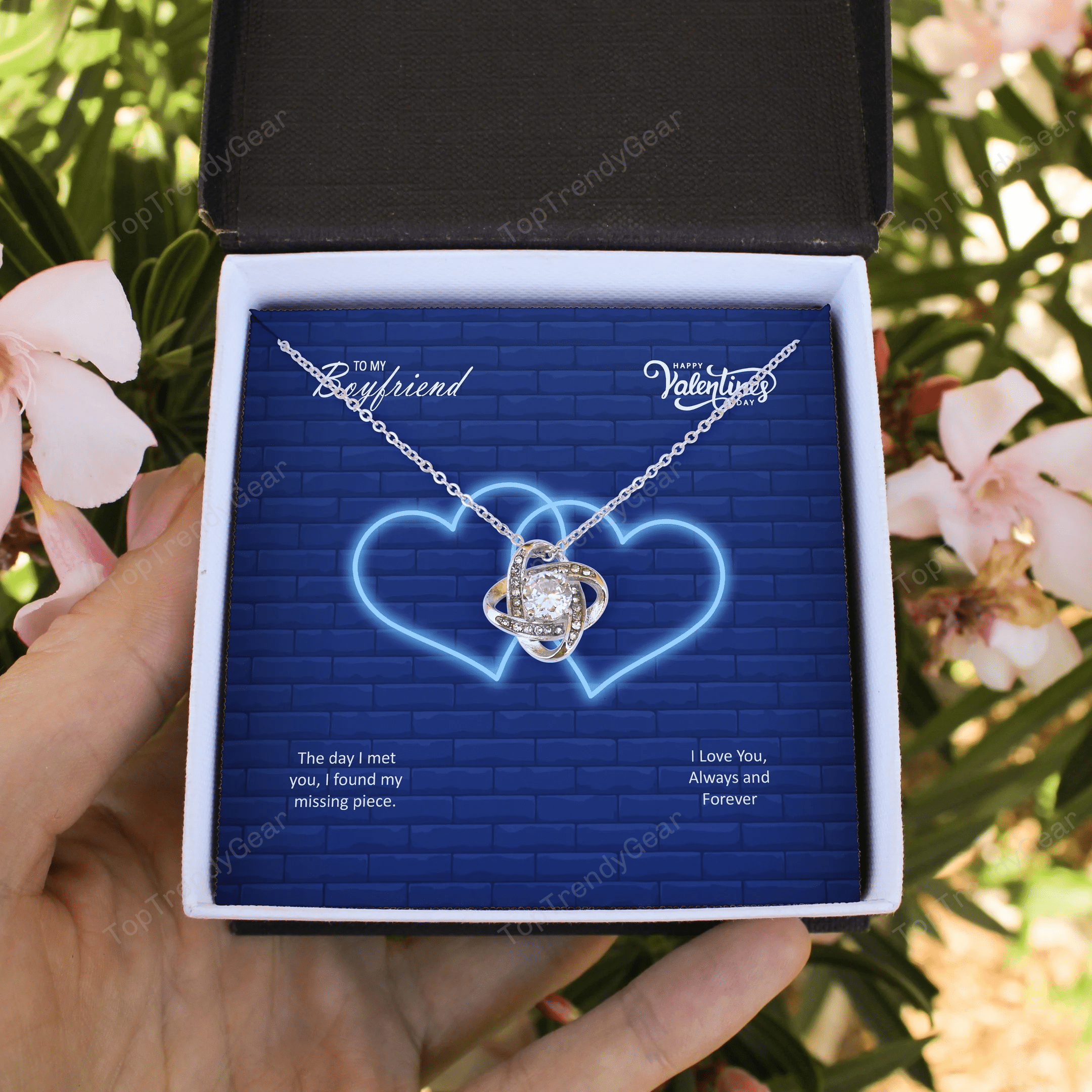 To My Boyfriend The Day I Met You I Found My Missing Piece Love Knot Necklace