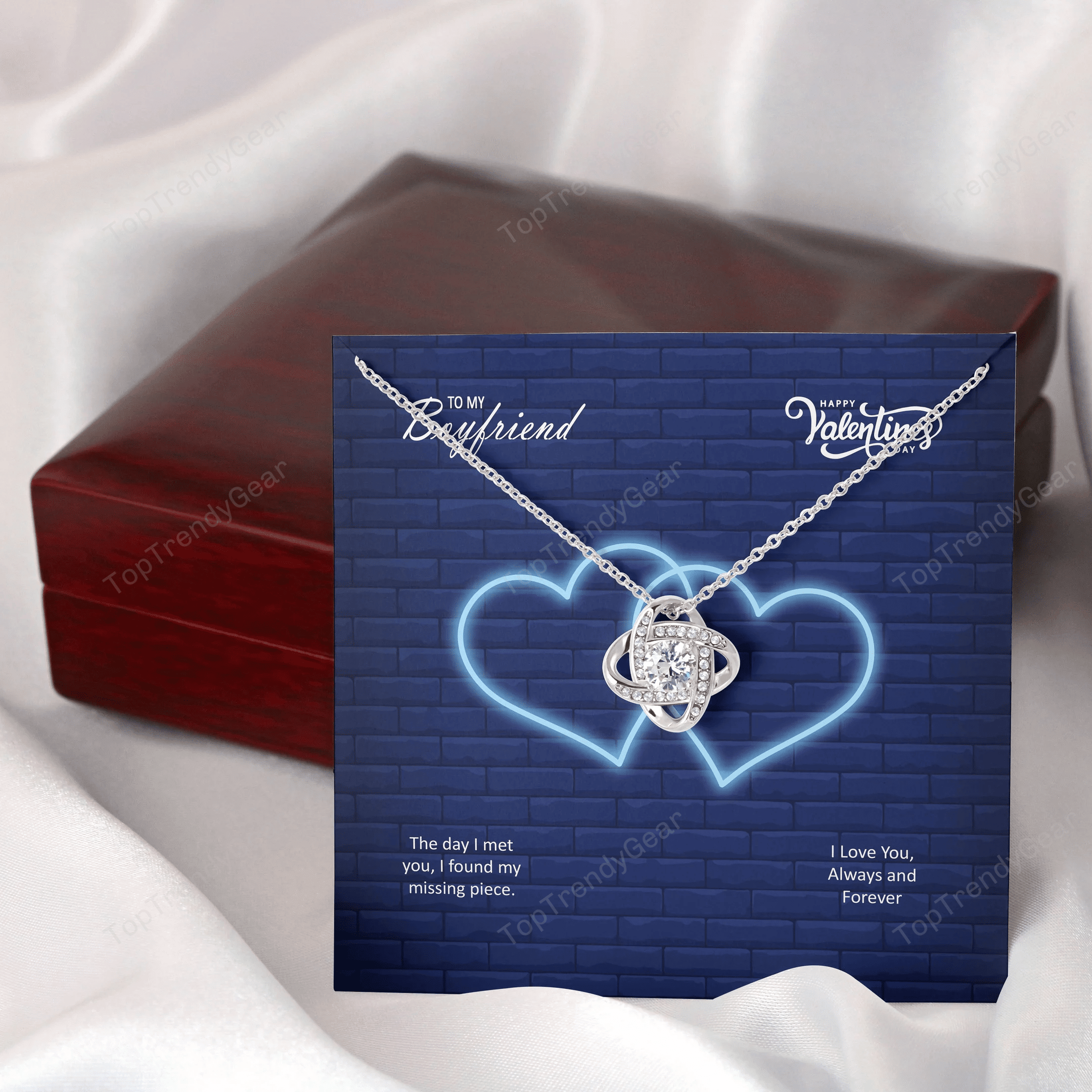 To My Boyfriend The Day I Met You I Found My Missing Piece Love Knot Necklace