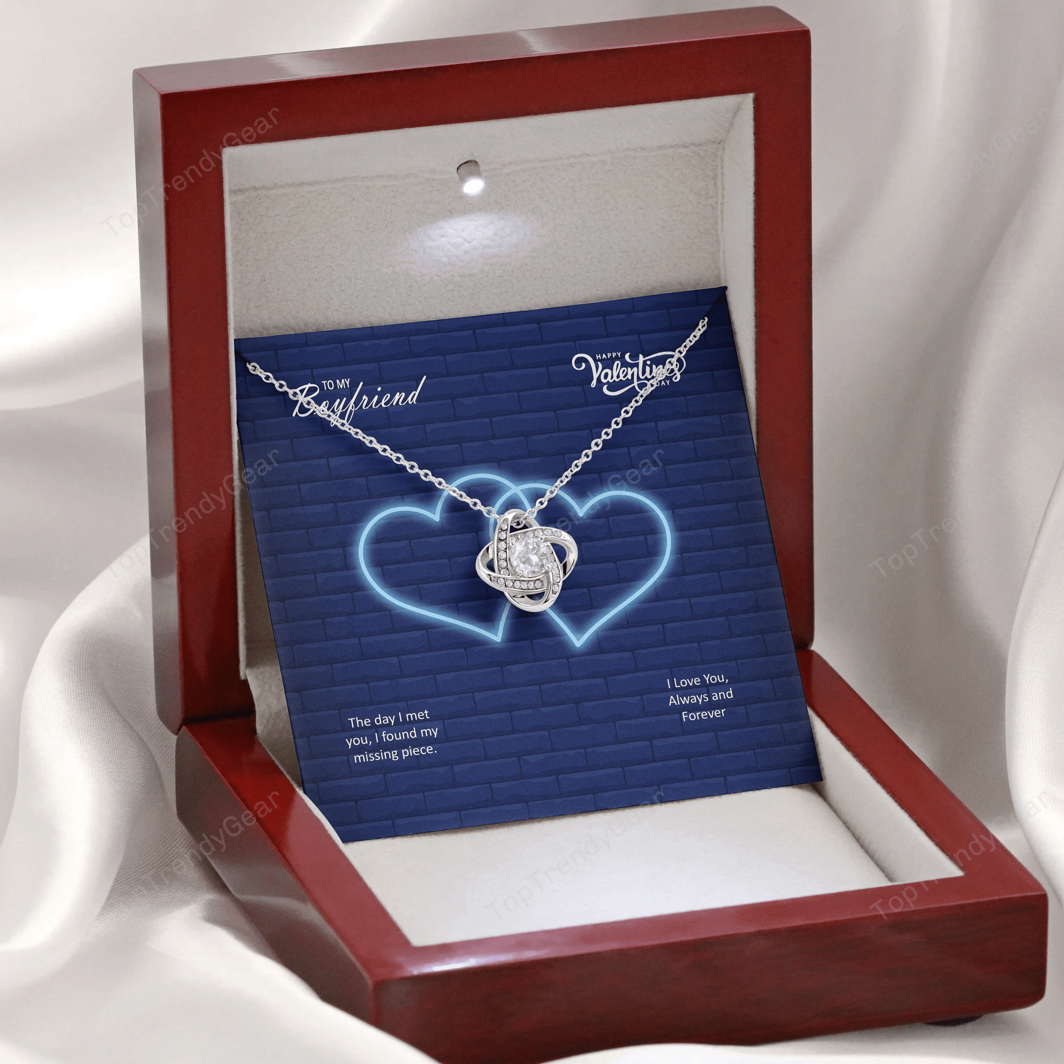To My Boyfriend The Day I Met You I Found My Missing Piece Love Knot Necklace