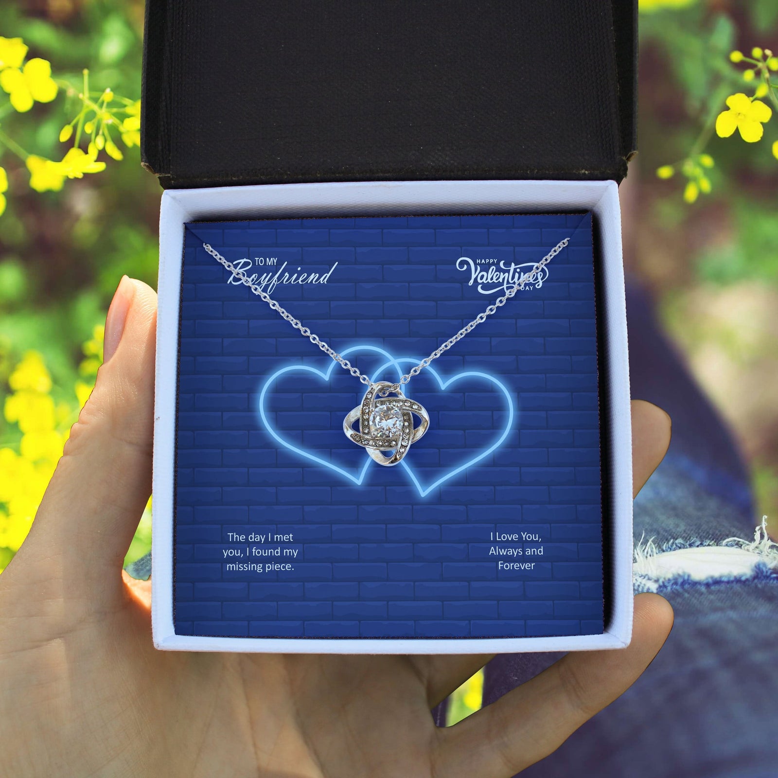 To My Boyfriend The Day I Met You I Found My Missing Piece Love Knot Necklace