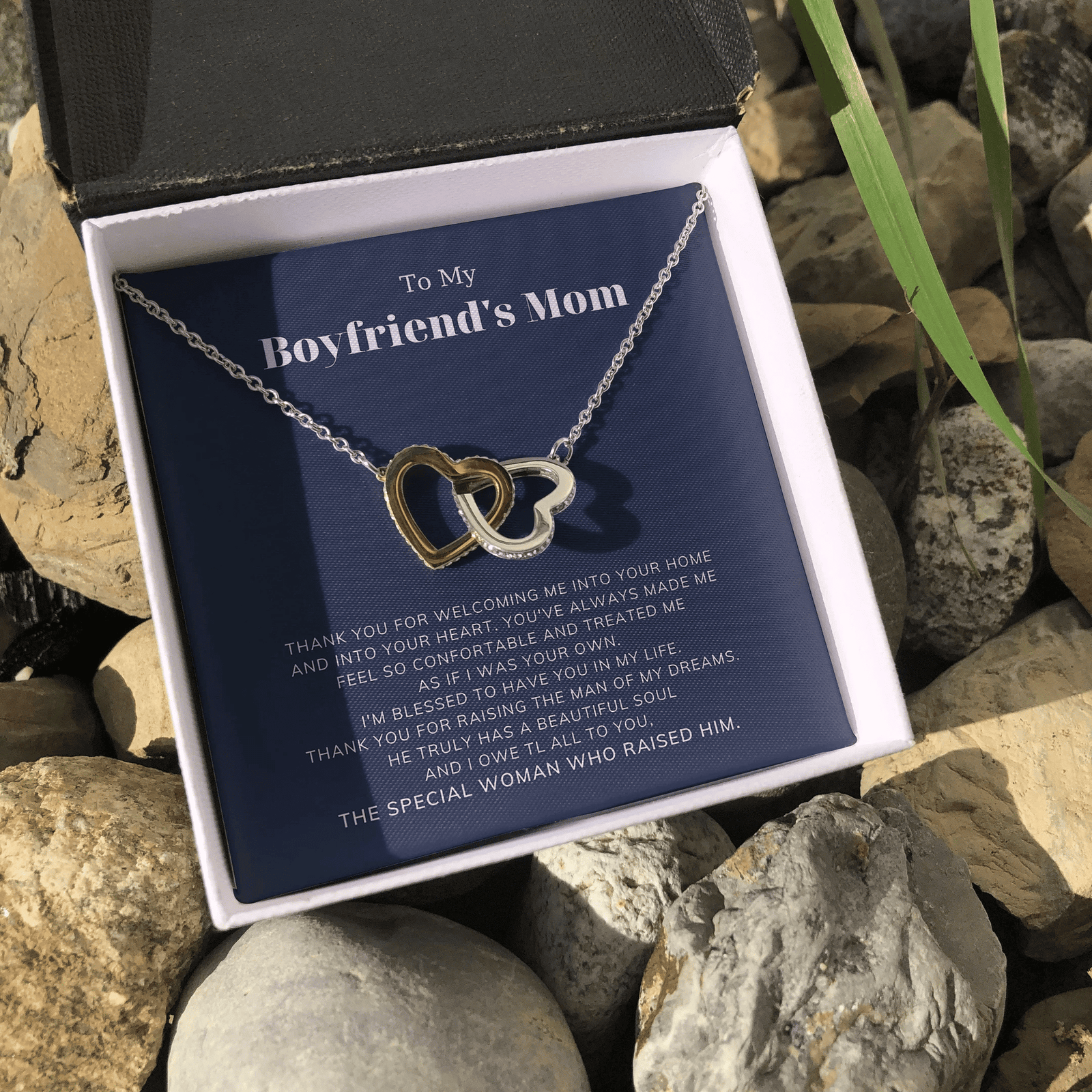The Special Women Whose Raised Him Interlocking Heart Necklace Gift For Mom 