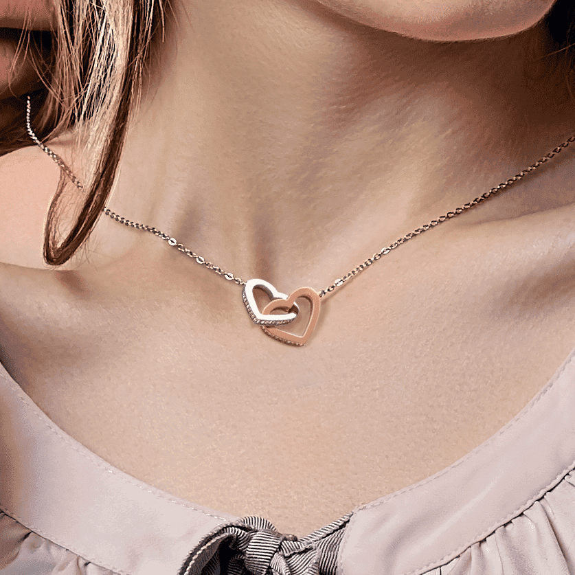 The Special Women Whose Raised Him Interlocking Heart Necklace Gift For Mom 