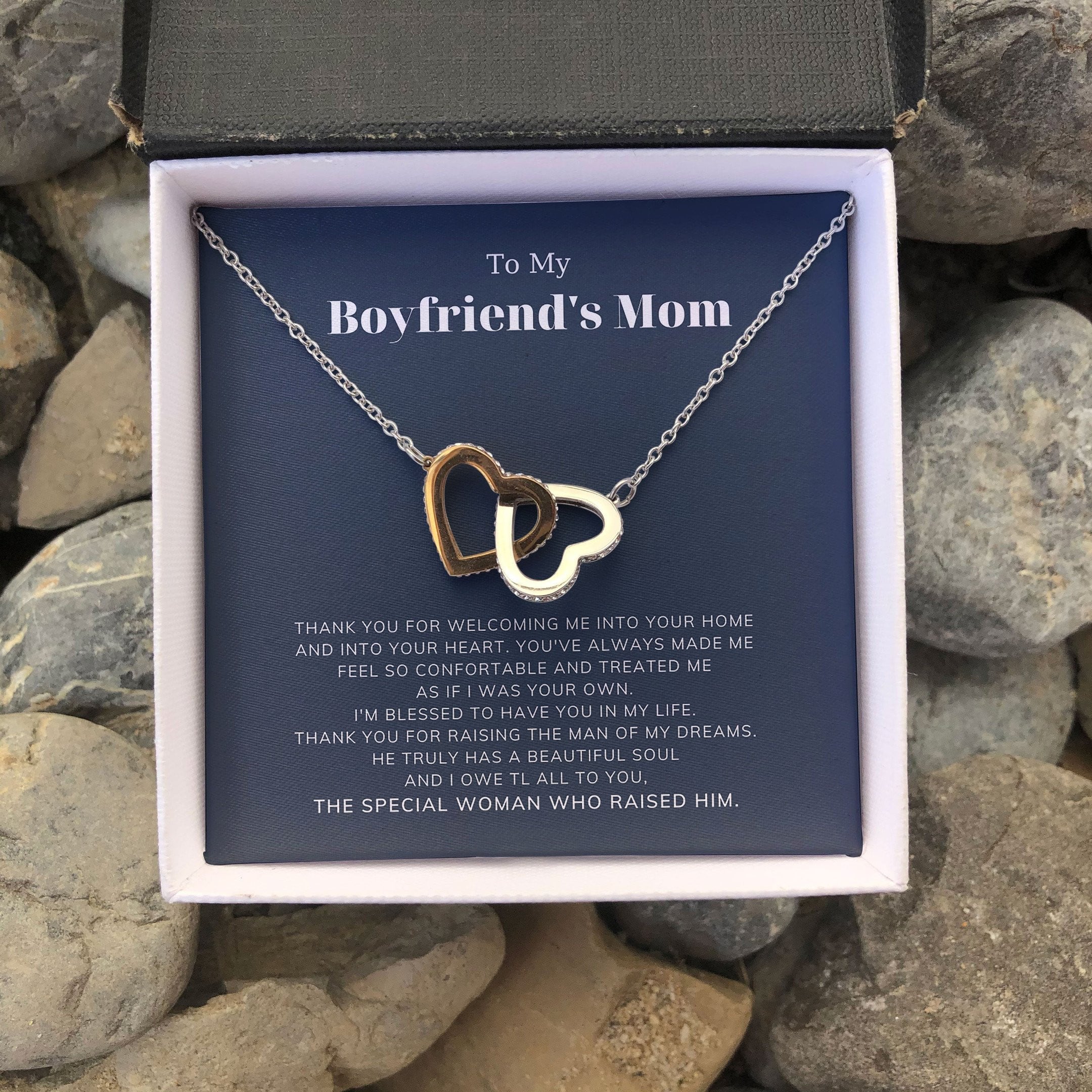 The Special Women Whose Raised Him Interlocking Heart Necklace Gift For Mom 