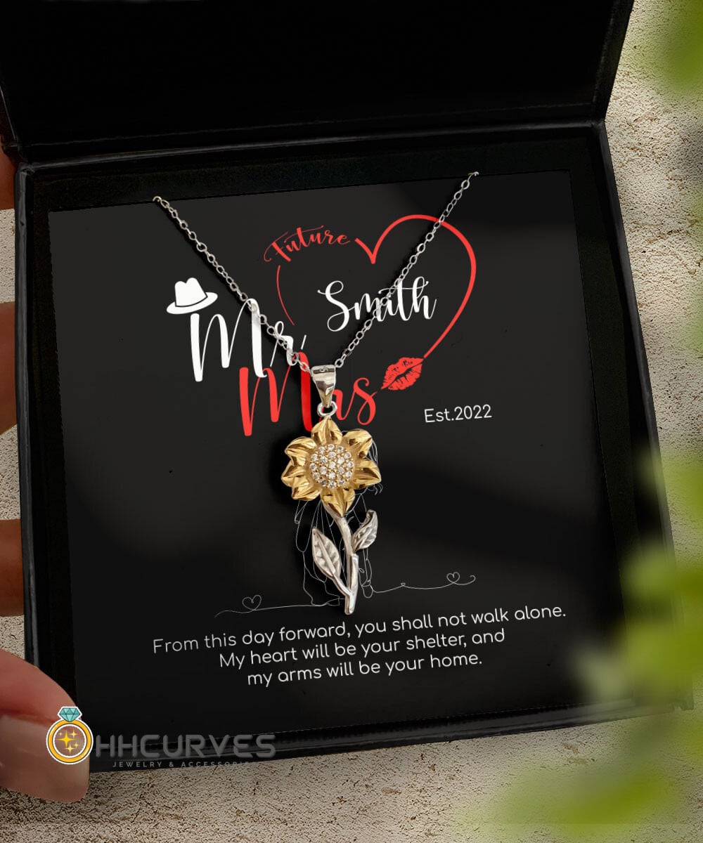 Custom Name And Date Anniversary Gifts Mr. & Mrs. Anniversary Presents By Year Gift For Her Sunflower Pendant Necklace 