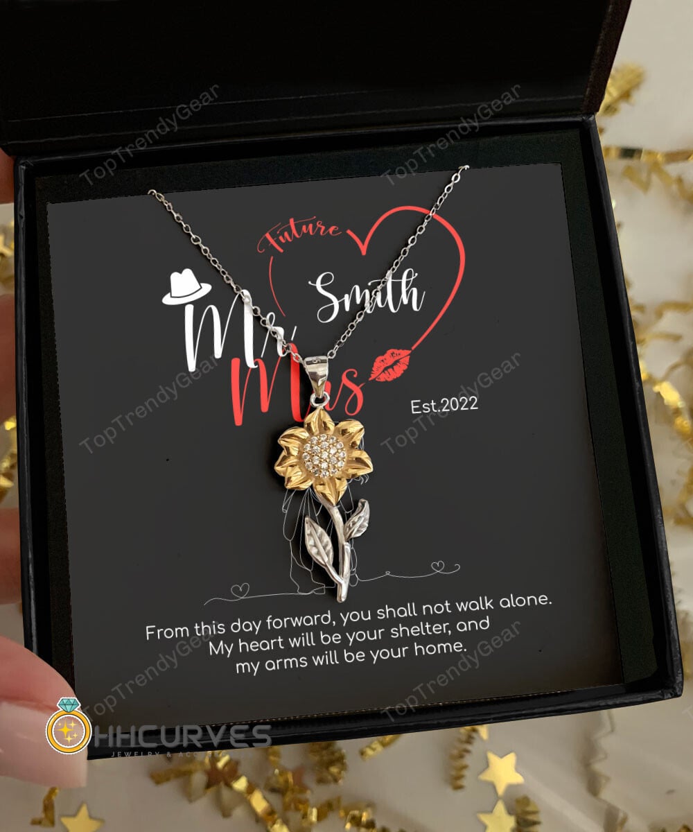 Custom Name And Date Anniversary Gifts Mr. & Mrs. Anniversary Presents By Year Gift For Her Sunflower Pendant Necklace 