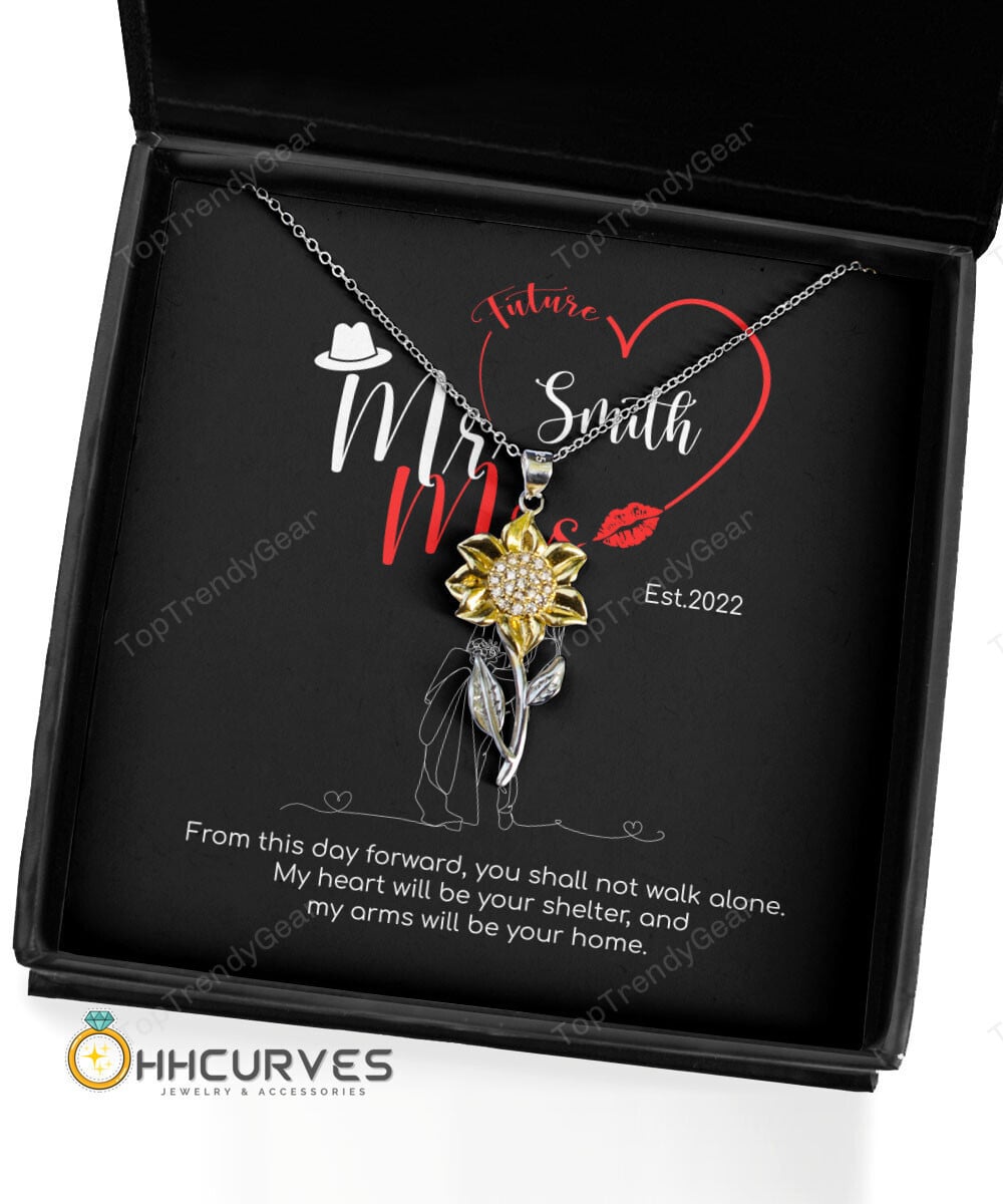 Custom Name And Date Anniversary Gifts Mr. & Mrs. Anniversary Presents By Year Gift For Her Sunflower Pendant Necklace 