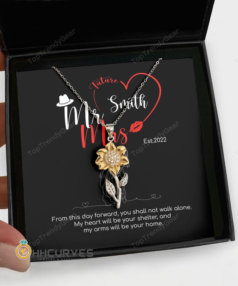 Custom Name And Date Anniversary Gifts Mr. & Mrs. Anniversary Presents By Year Gift For Her Sunflower Pendant Necklace 