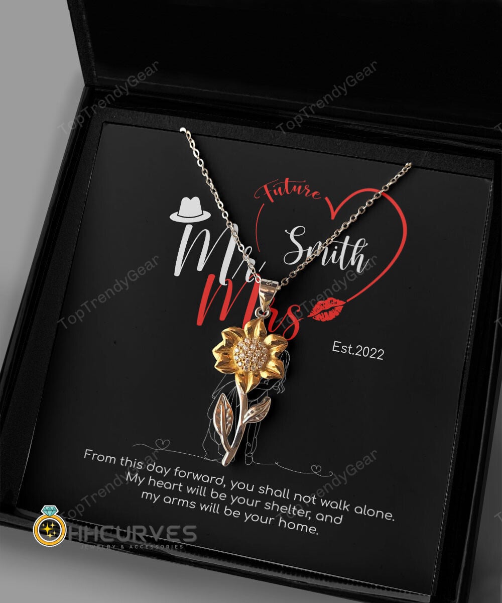 Custom Name And Date Anniversary Gifts Mr. & Mrs. Anniversary Presents By Year Gift For Her Sunflower Pendant Necklace 