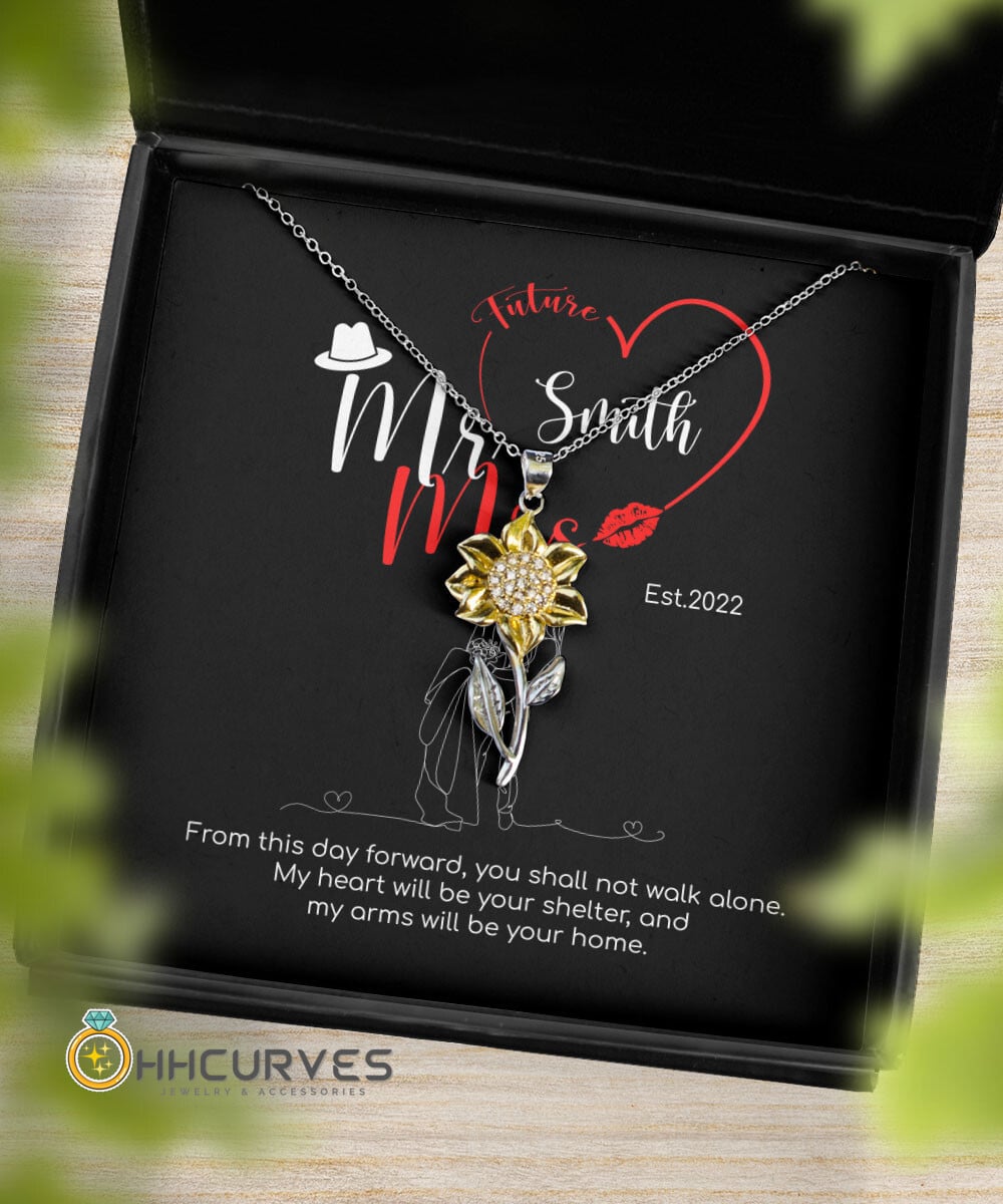 Custom Name And Date Anniversary Gifts Mr. & Mrs. Anniversary Presents By Year Gift For Her Sunflower Pendant Necklace 