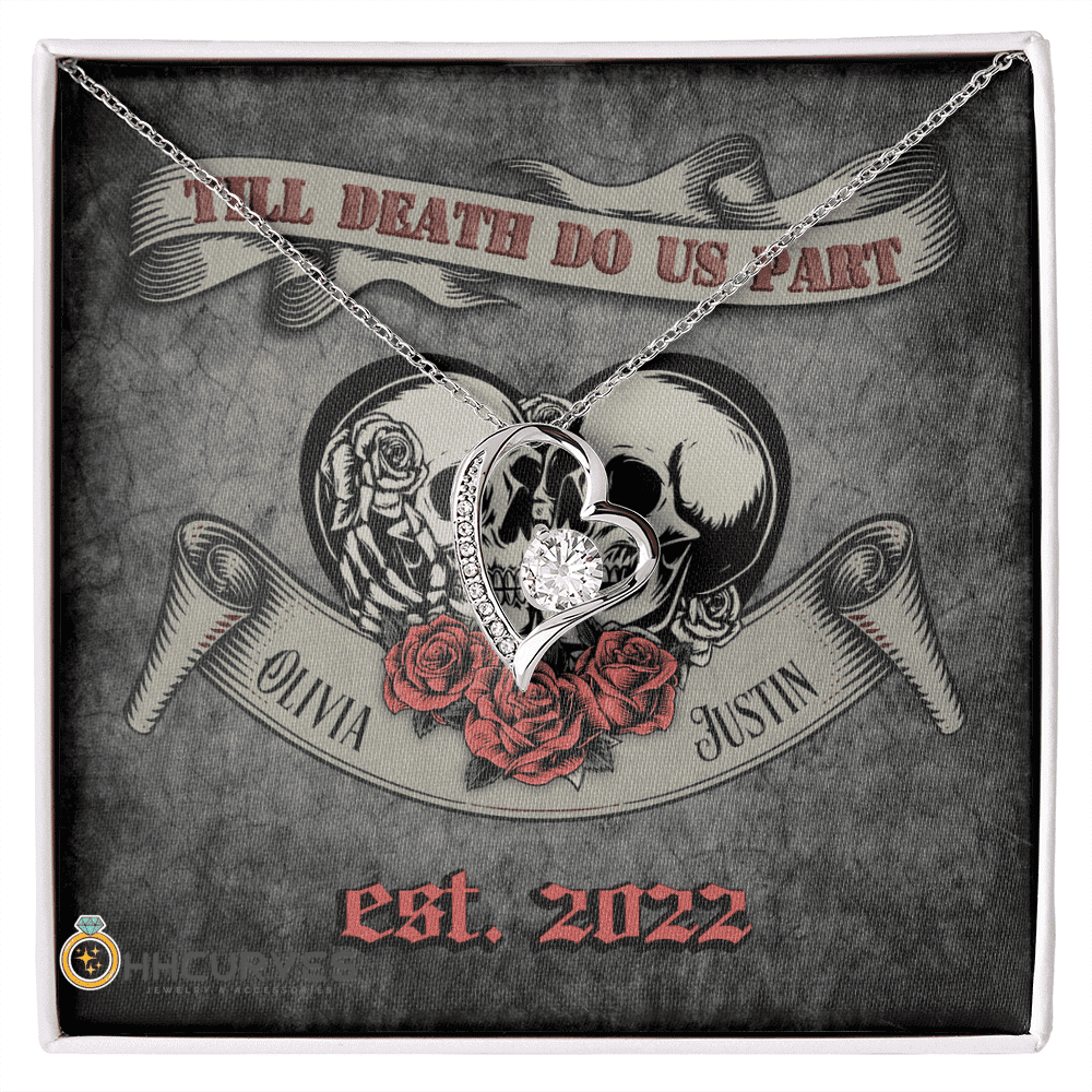 Custom Name And Date Happy Wedding Anniversary Till Death Do Us Part Anniversary Gifts For Her Forever Love Necklace 