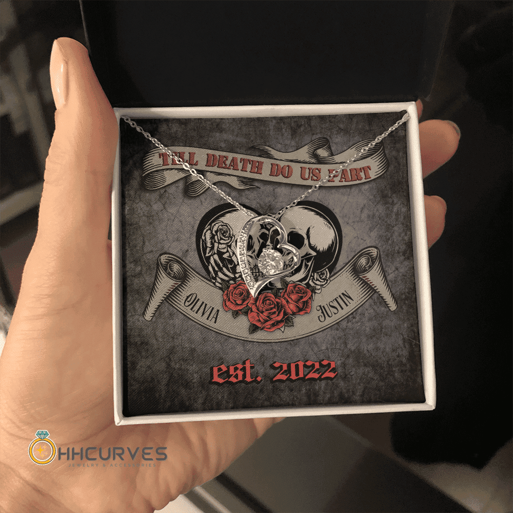 Custom Name And Date Happy Wedding Anniversary Till Death Do Us Part Anniversary Gifts For Her Forever Love Necklace 
