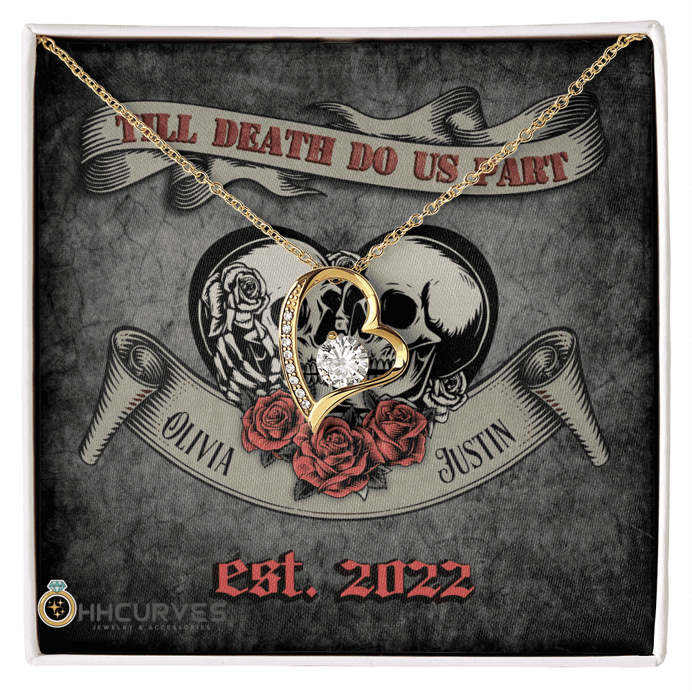 Custom Name And Date Happy Wedding Anniversary Till Death Do Us Part Anniversary Gifts For Her Forever Love Necklace 