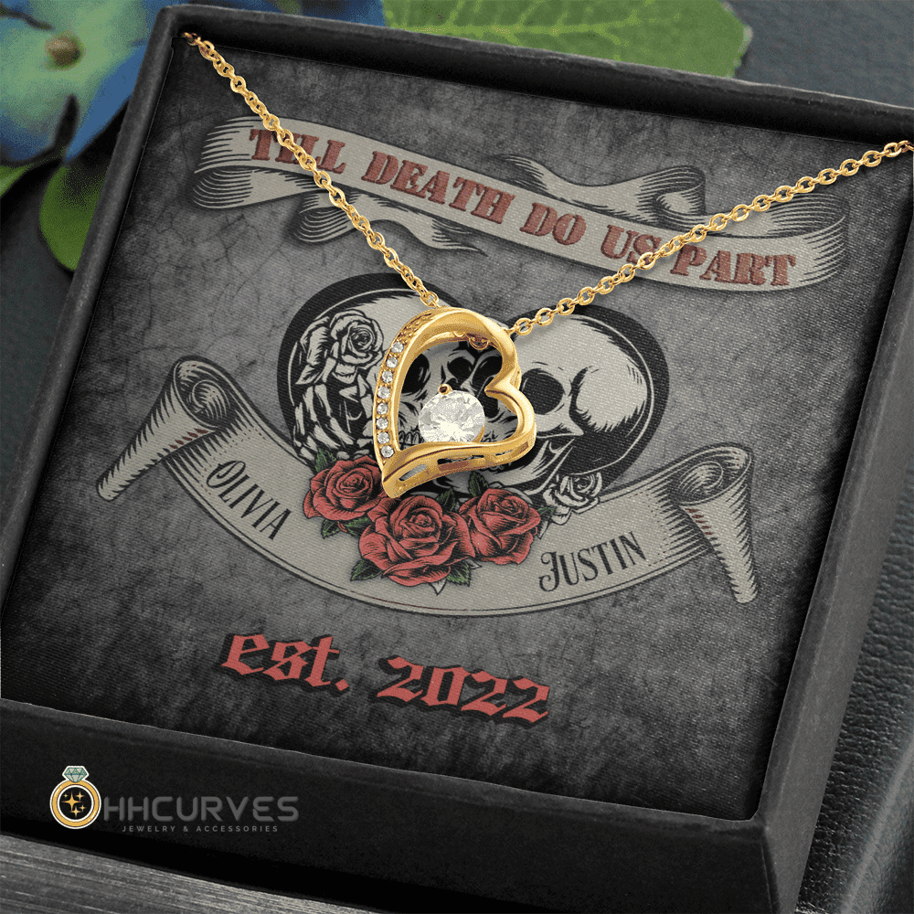 Custom Name And Date Happy Wedding Anniversary Till Death Do Us Part Anniversary Gifts For Her Forever Love Necklace 