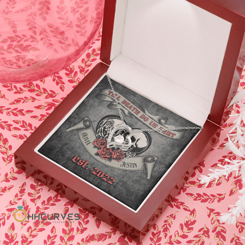 Custom Name And Date Happy Wedding Anniversary Till Death Do Us Part Anniversary Gifts For Her Forever Love Necklace 