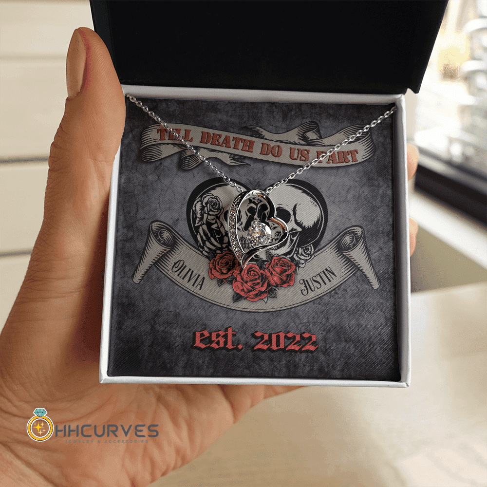 Custom Name And Date Happy Wedding Anniversary Till Death Do Us Part Anniversary Gifts For Her Forever Love Necklace 