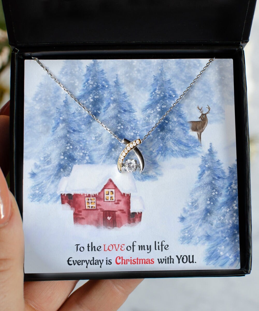 To The Love Of My Life Wishbone Dancing Necklace Gift For Her
