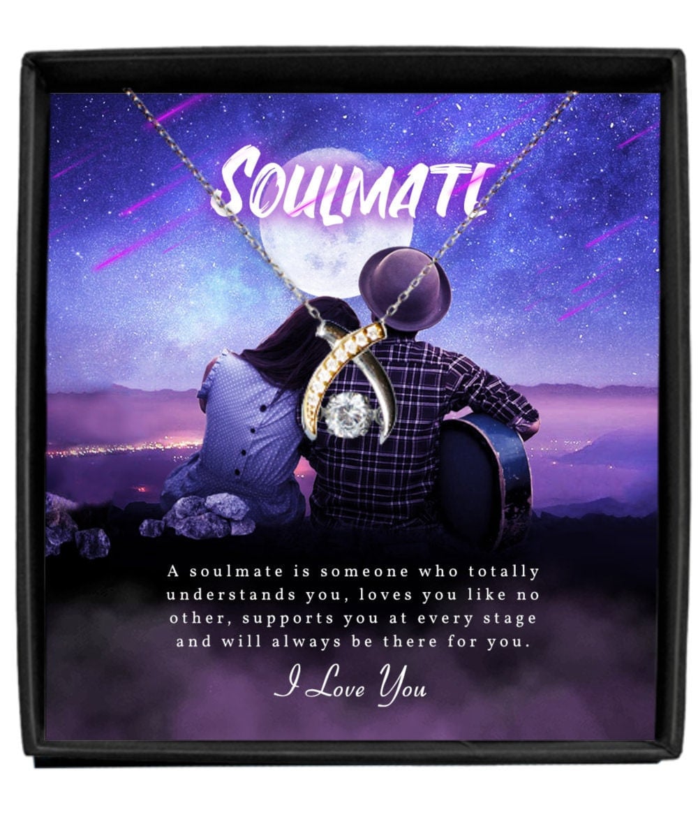 Soulmate I Love You Wishbone Dancing Necklace Gift For Her