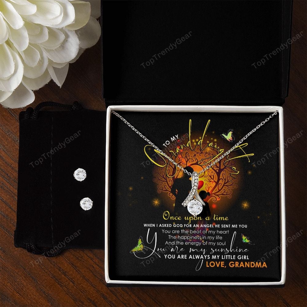 Granddaughter Necklace From Grandma Once Upon A Time God Sent Me An Angel As You Alluring Beauty Necklace Set