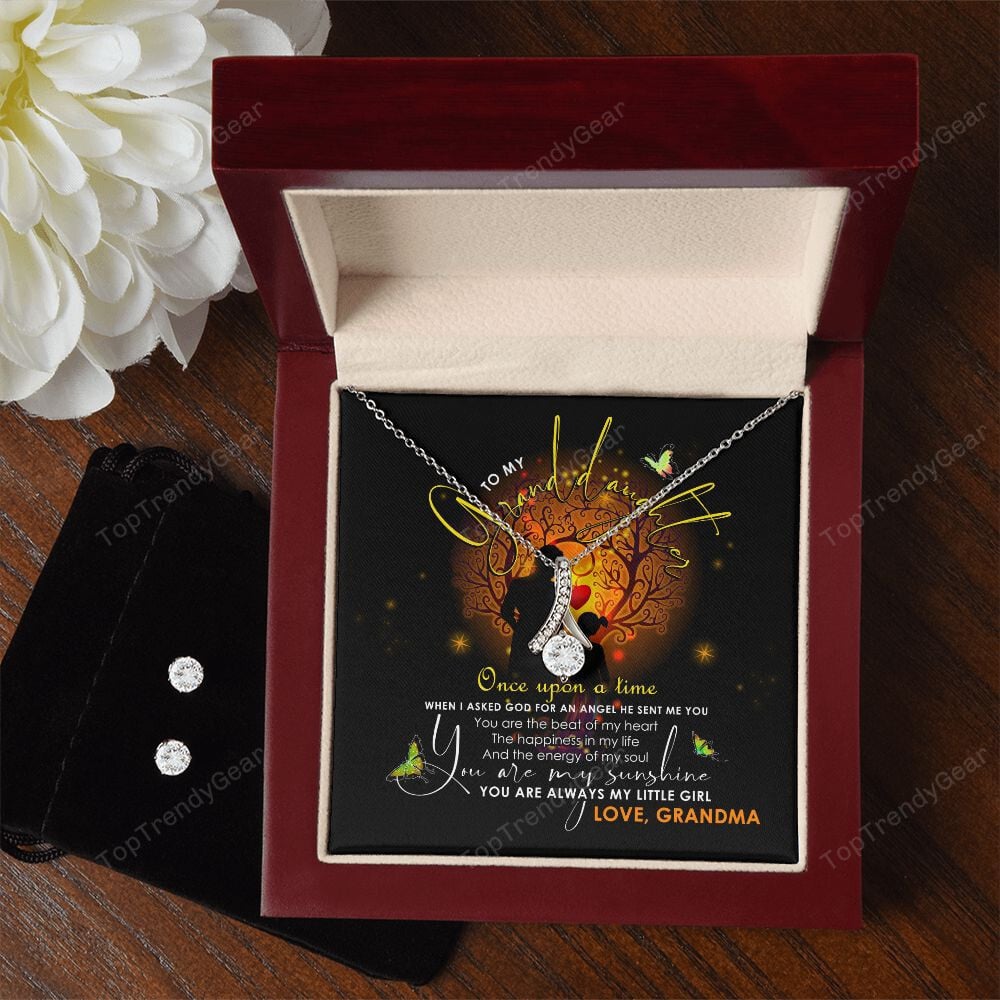 Granddaughter Necklace From Grandma Once Upon A Time God Sent Me An Angel As You Alluring Beauty Necklace Set