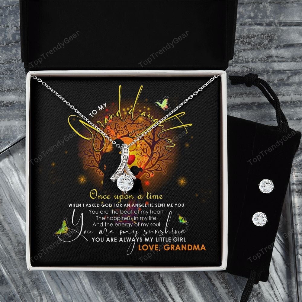 Granddaughter Necklace From Grandma Once Upon A Time God Sent Me An Angel As You Alluring Beauty Necklace Set