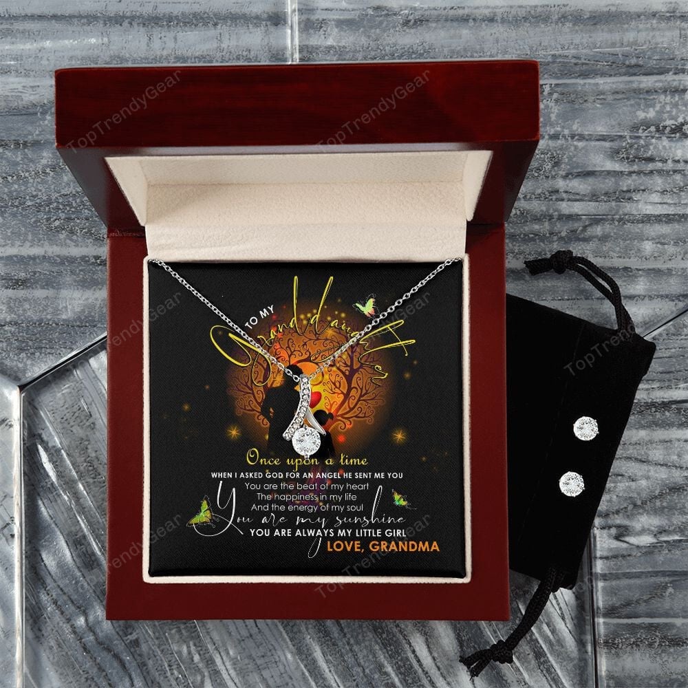 Granddaughter Necklace From Grandma Once Upon A Time God Sent Me An Angel As You Alluring Beauty Necklace Set