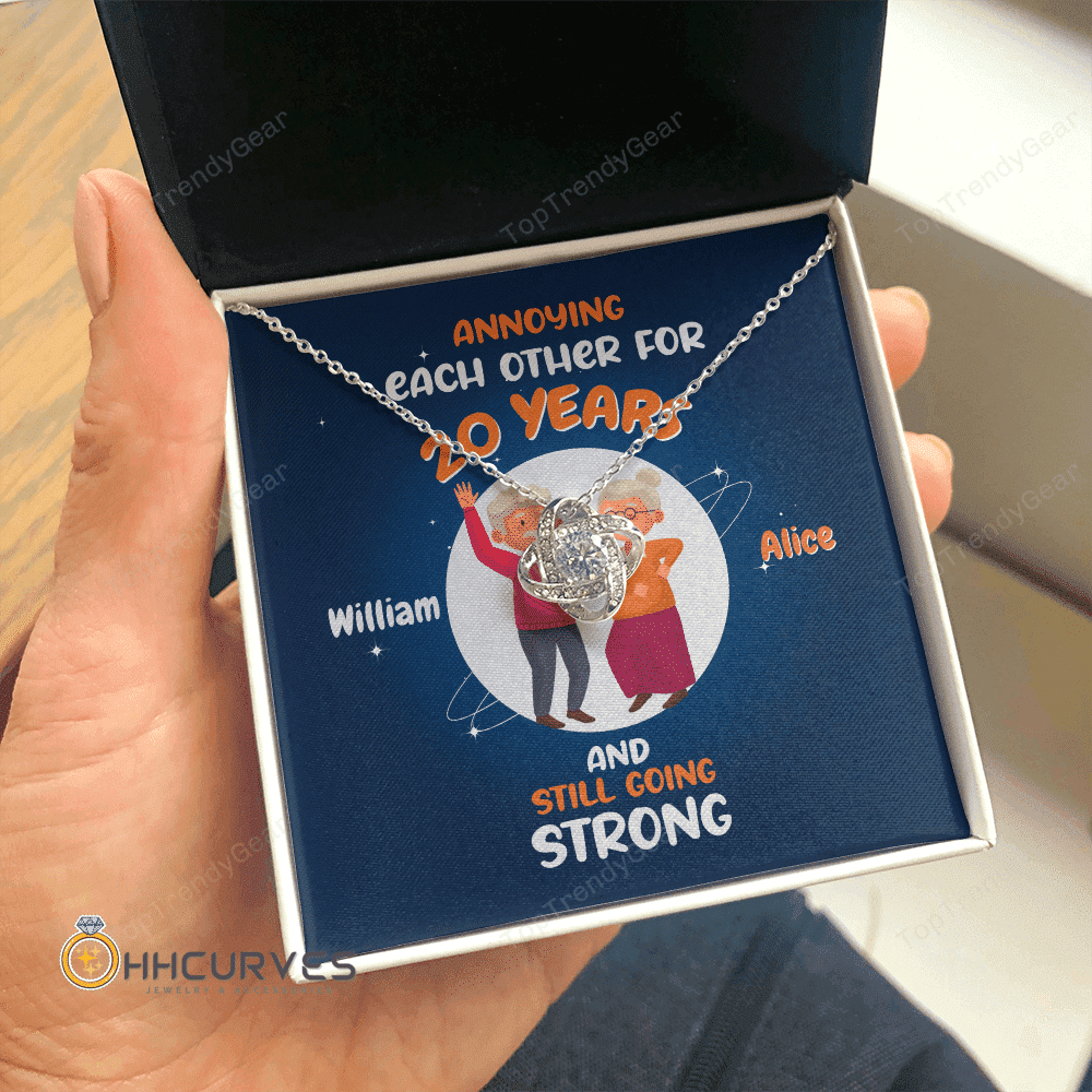 Custom Name And Date Anniversary Presents By Year Annoying Each Other For Years And Still Going Strong Gift For Her Love Knot Gold Necklace 