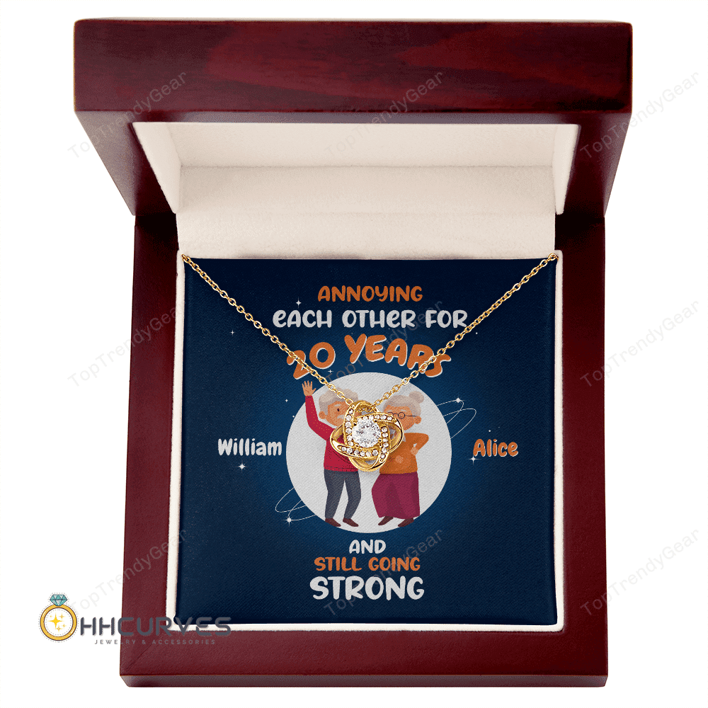 Custom Name And Date Anniversary Presents By Year Annoying Each Other For Years And Still Going Strong Gift For Her Love Knot Gold Necklace 