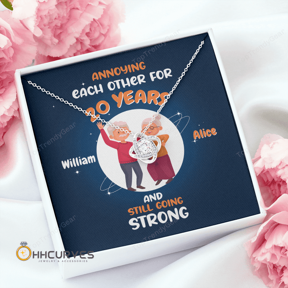 Custom Name And Date Anniversary Presents By Year Annoying Each Other For Years And Still Going Strong Gift For Her Love Knot Gold Necklace 