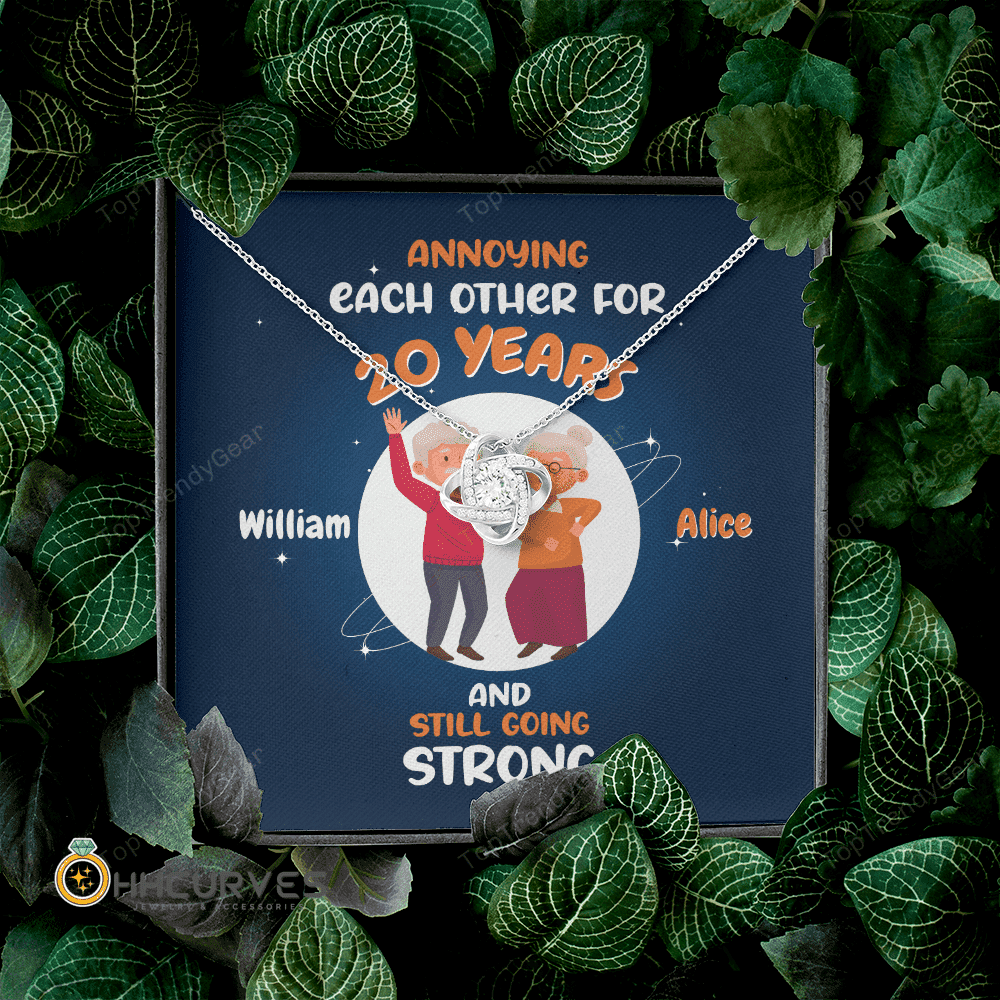 Custom Name And Date Anniversary Presents By Year Annoying Each Other For Years And Still Going Strong Gift For Her Love Knot Gold Necklace 